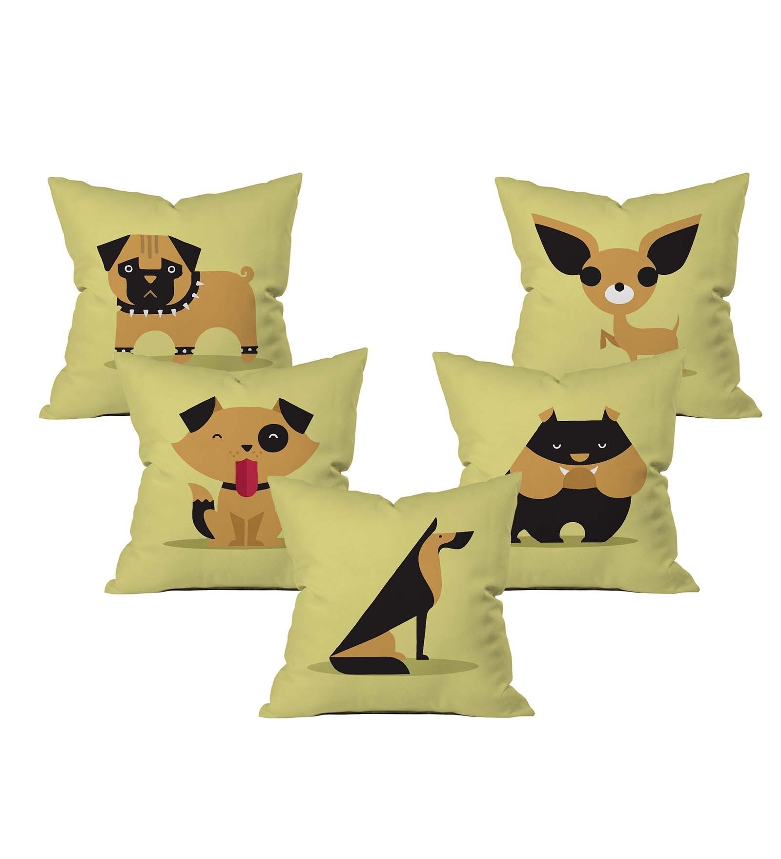 Dog Family Cushion Cover Set of 5