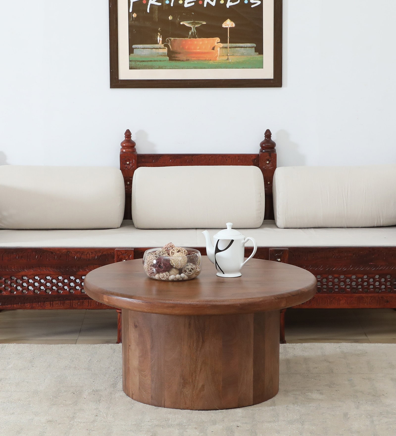 Dolomite Mango Wood Coffee Table  In Walnut Finish