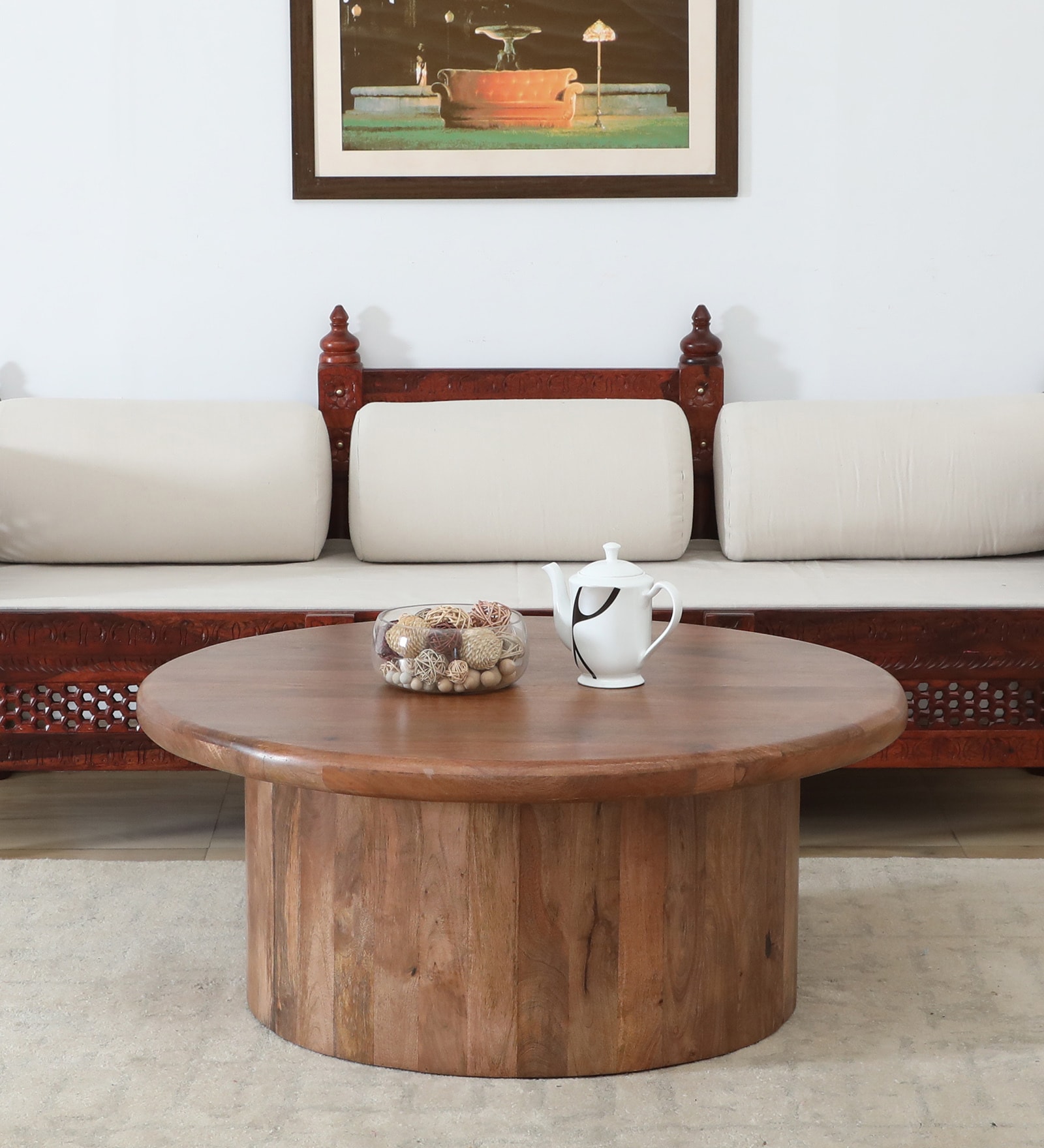 Dolomite Mango Wood Coffee Table  In Walnut Finish