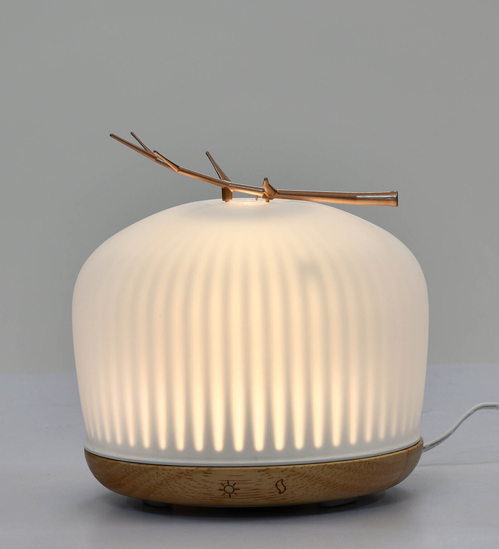 Dome Glass & Rubber Wood Aroma Humidifier