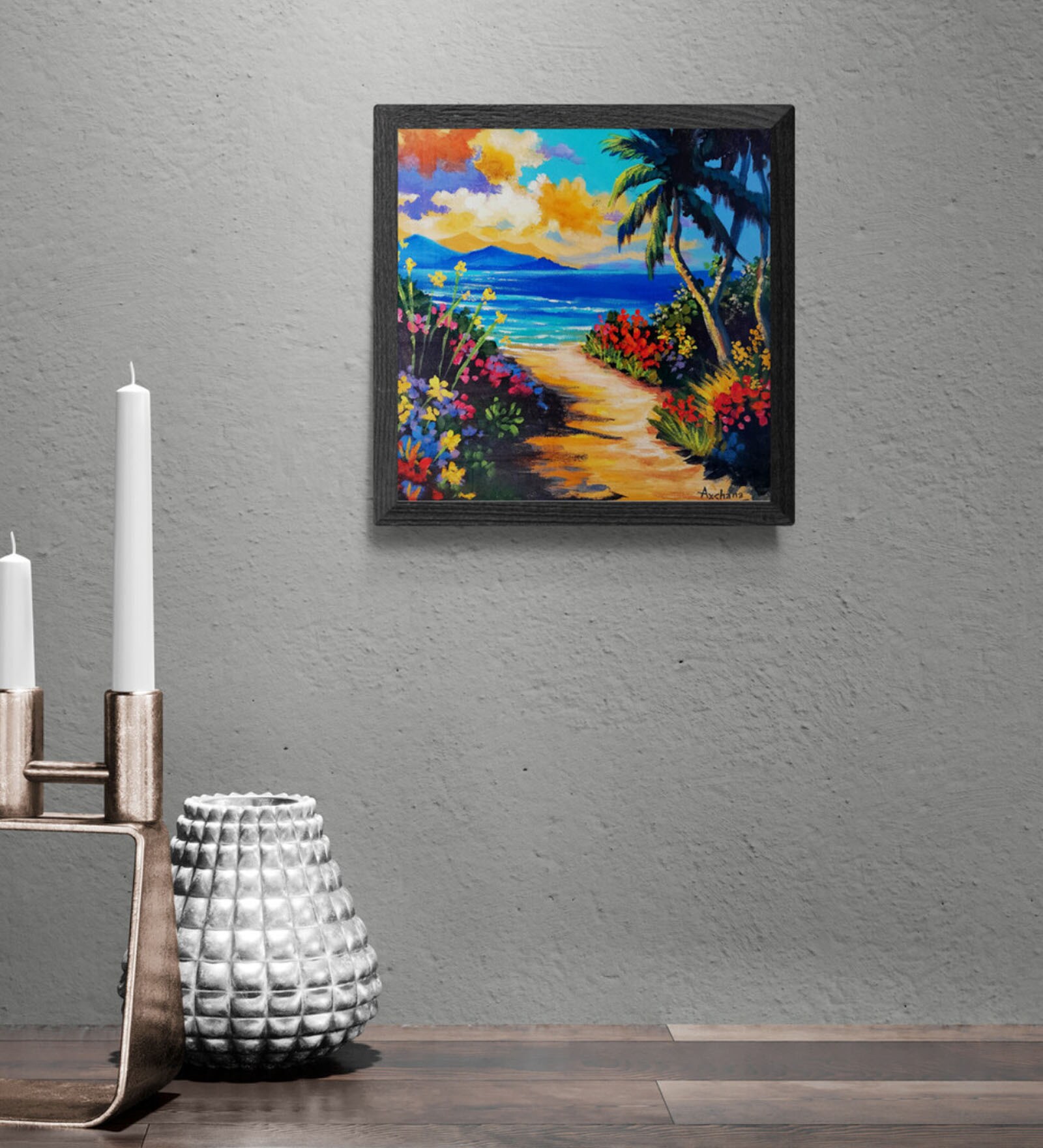 Dona Paula Beach Handmade Acrylic Paint On Canvas Unframed