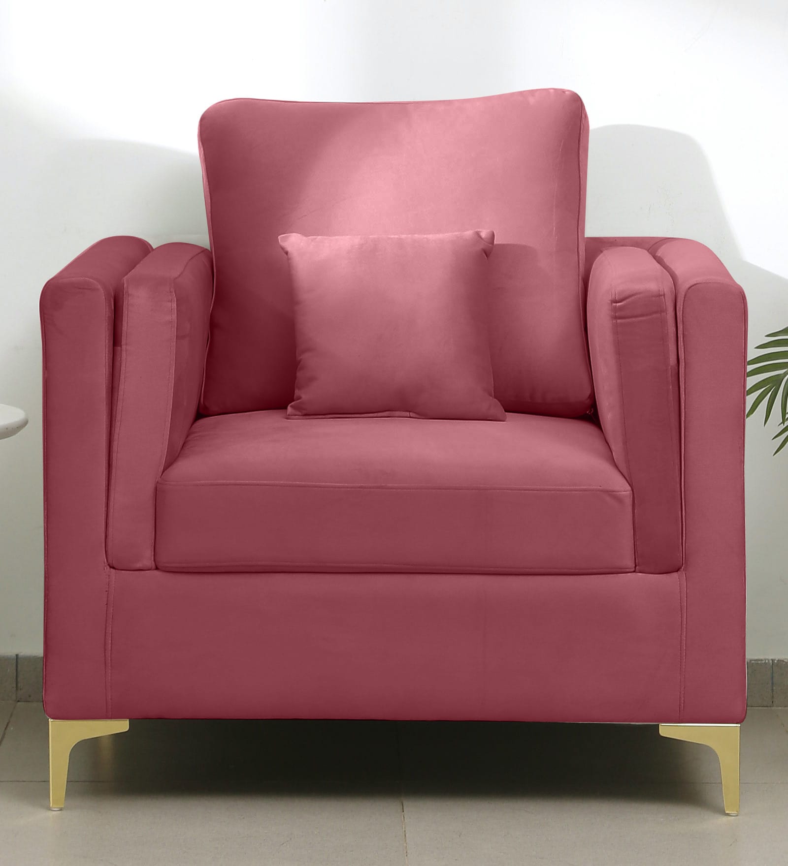 Dona Velvet 1 Seater Sofa In Dusky Rose Colour