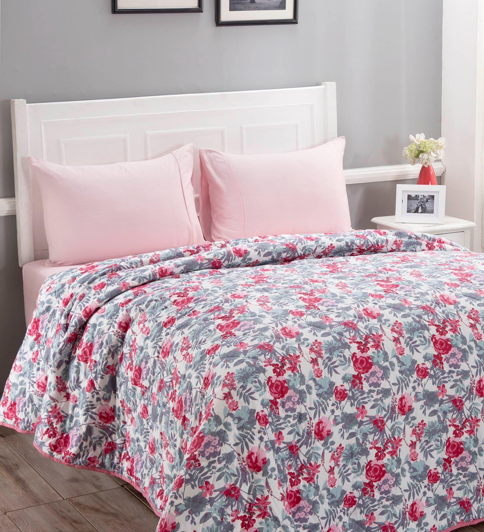 Inhouse Donatella 100GSM Superfine Cotton Alyssa Red Double Quilt
