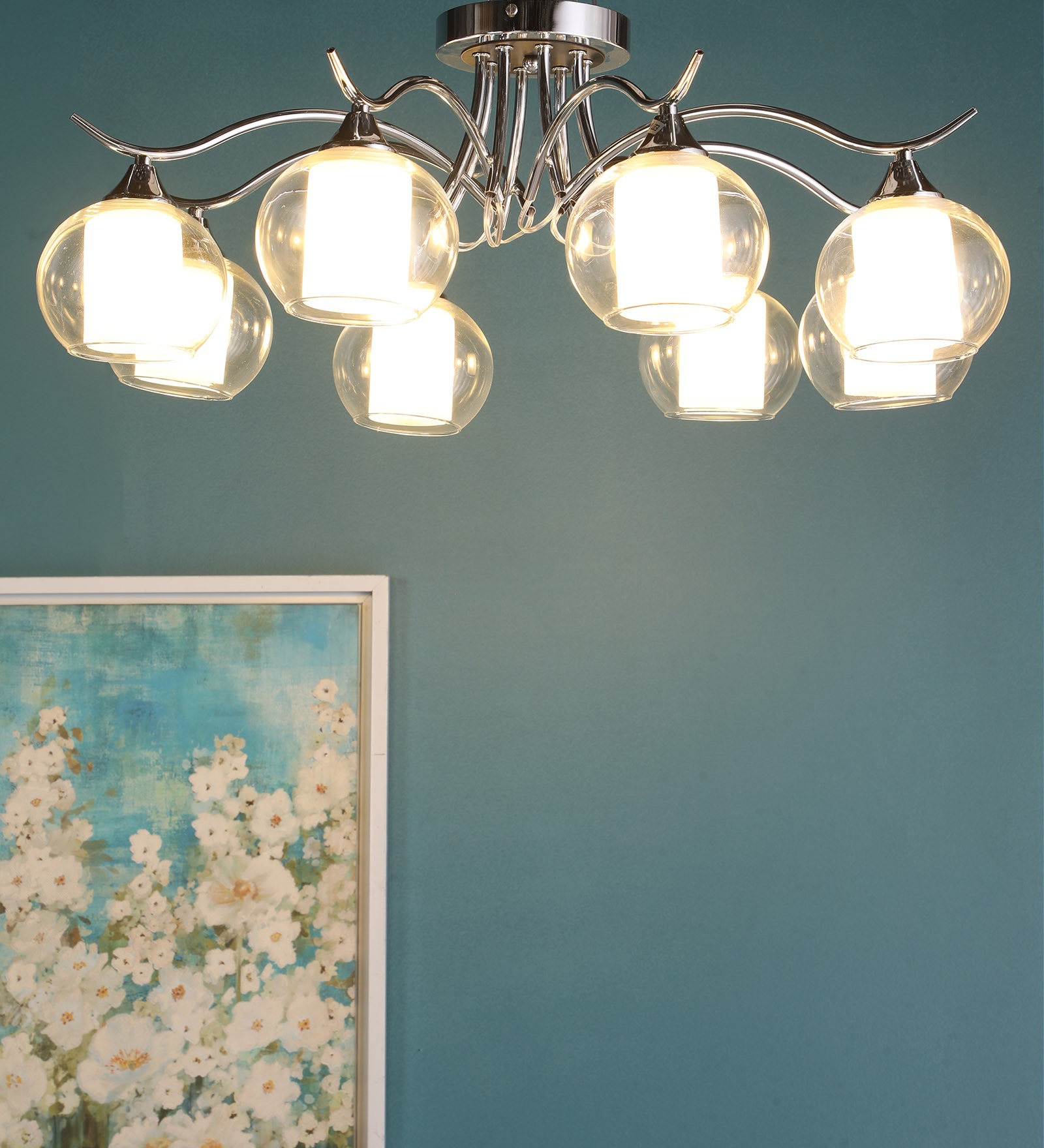 Doppio Silver Glass Chandelier