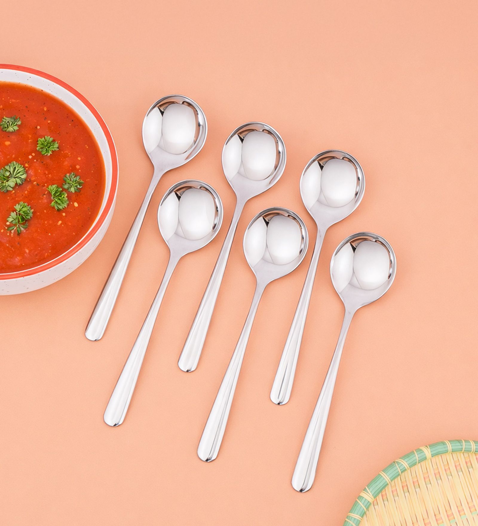 Dora 18/8 Stainless Steel Small Soup Spoon Set of 6