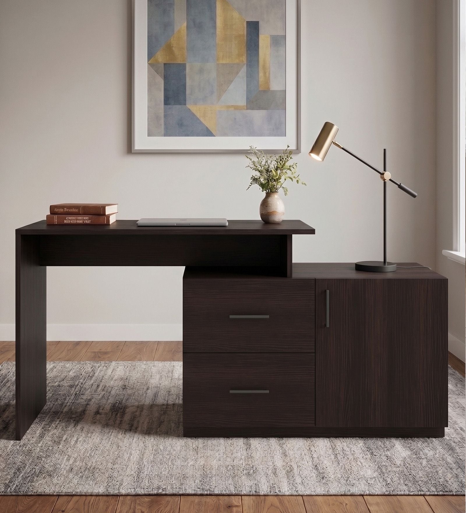 Dora Study Table In Dark Wenge Finish Dora Study Table In Dark Wenge Finish