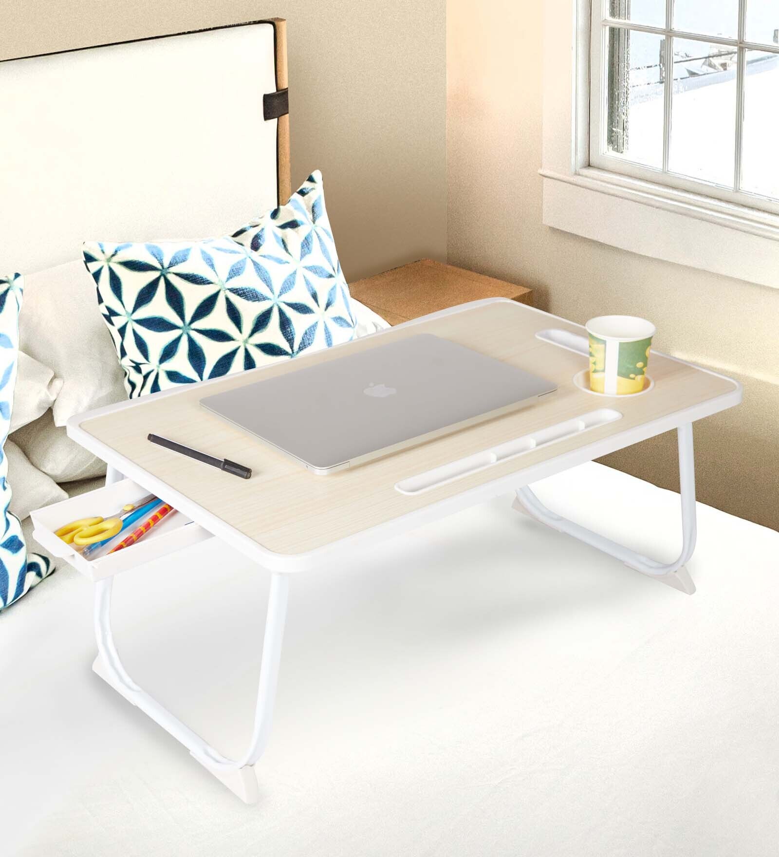 Dorm Portable Table in Beige Finish