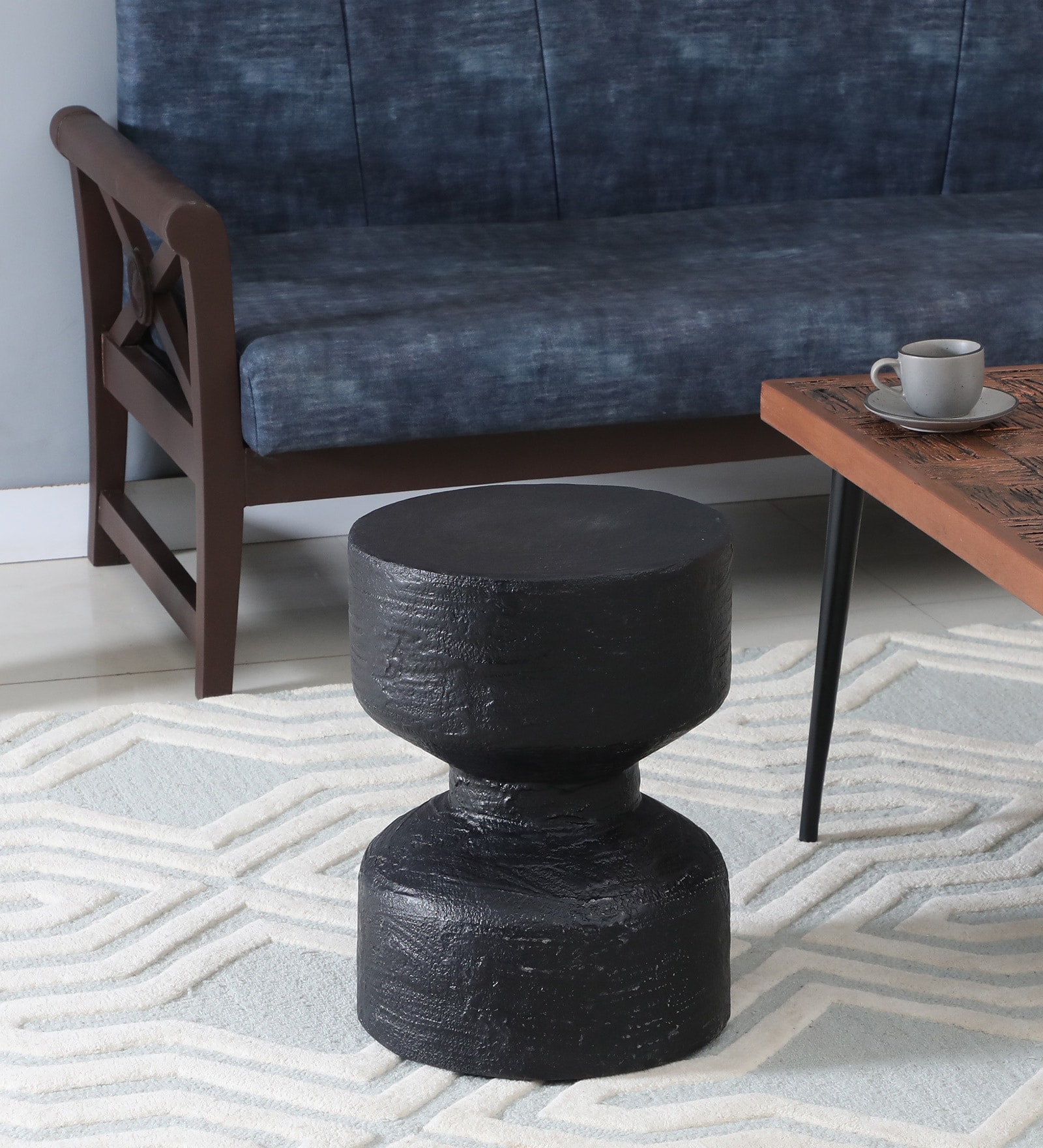 Dornel Cement stool In Scratch Resistant Black Colour