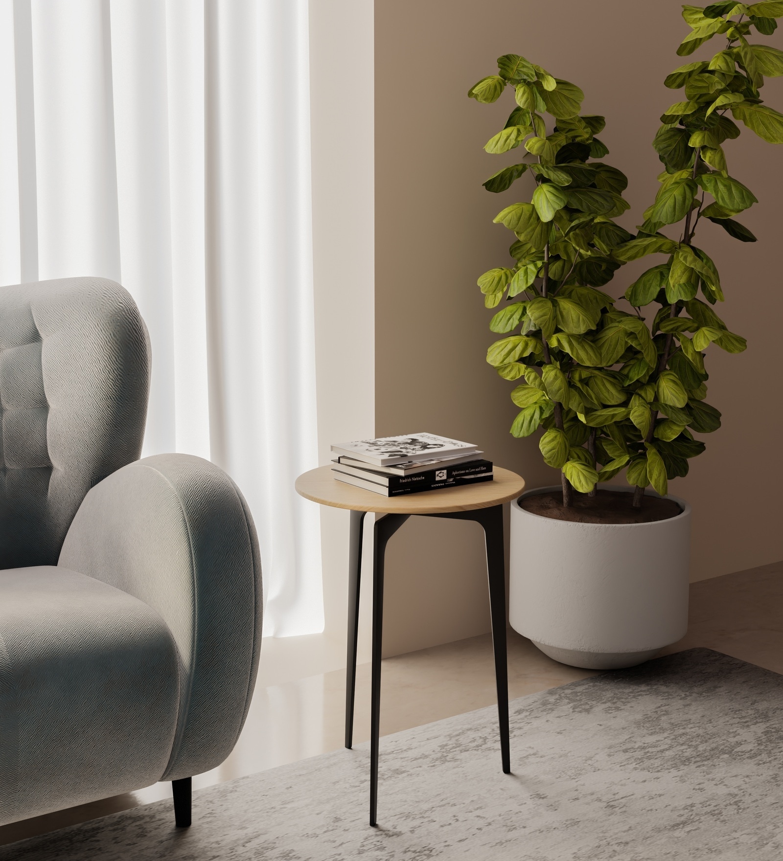 Dorothy Carat Metal End Table in Oak Finish