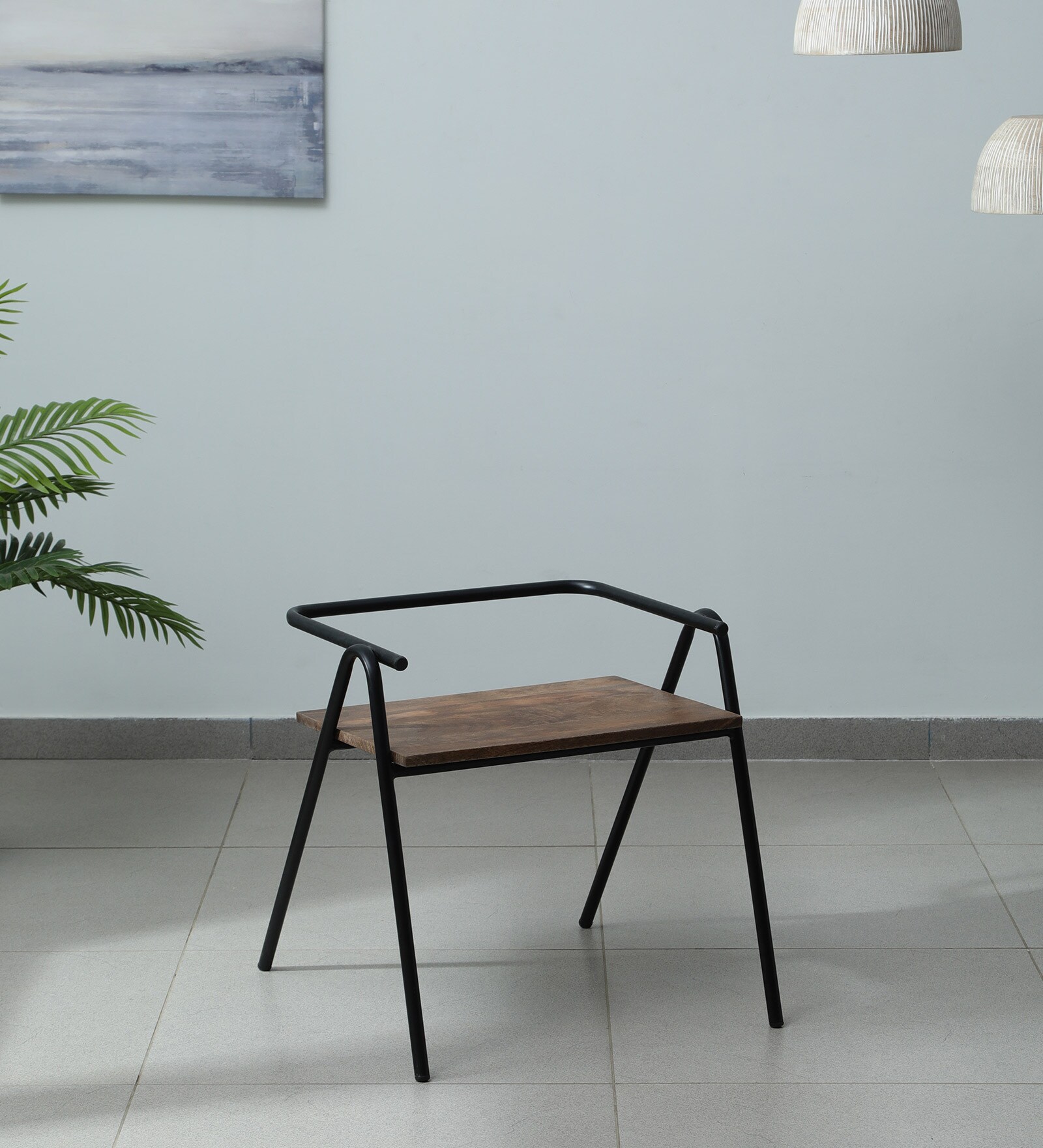 Tiberi Metal Cafe Chair in Black Colour (Set of 2)