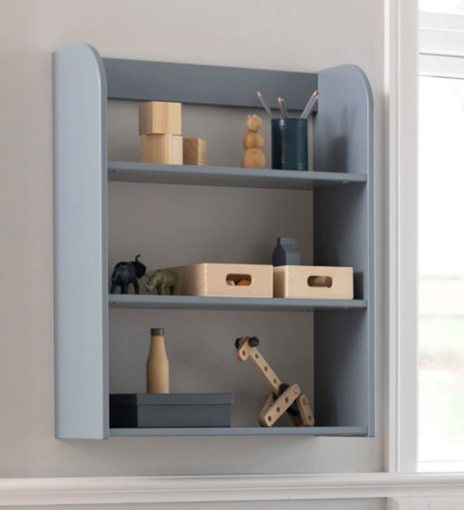 Dots Kids Bookshelf in Light Blue Colour