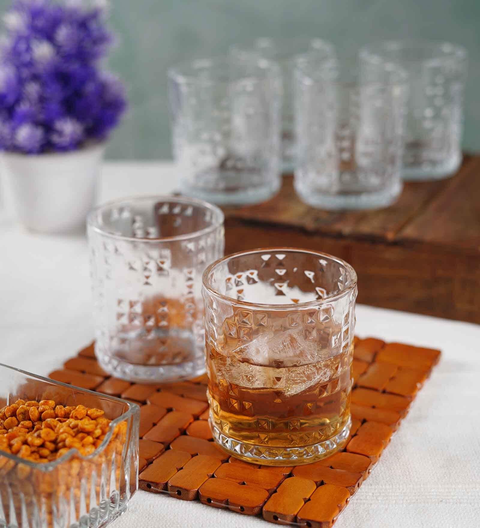 Dotted Transparent 200 ML Glass (Set of 6)  Whiskey Glasses