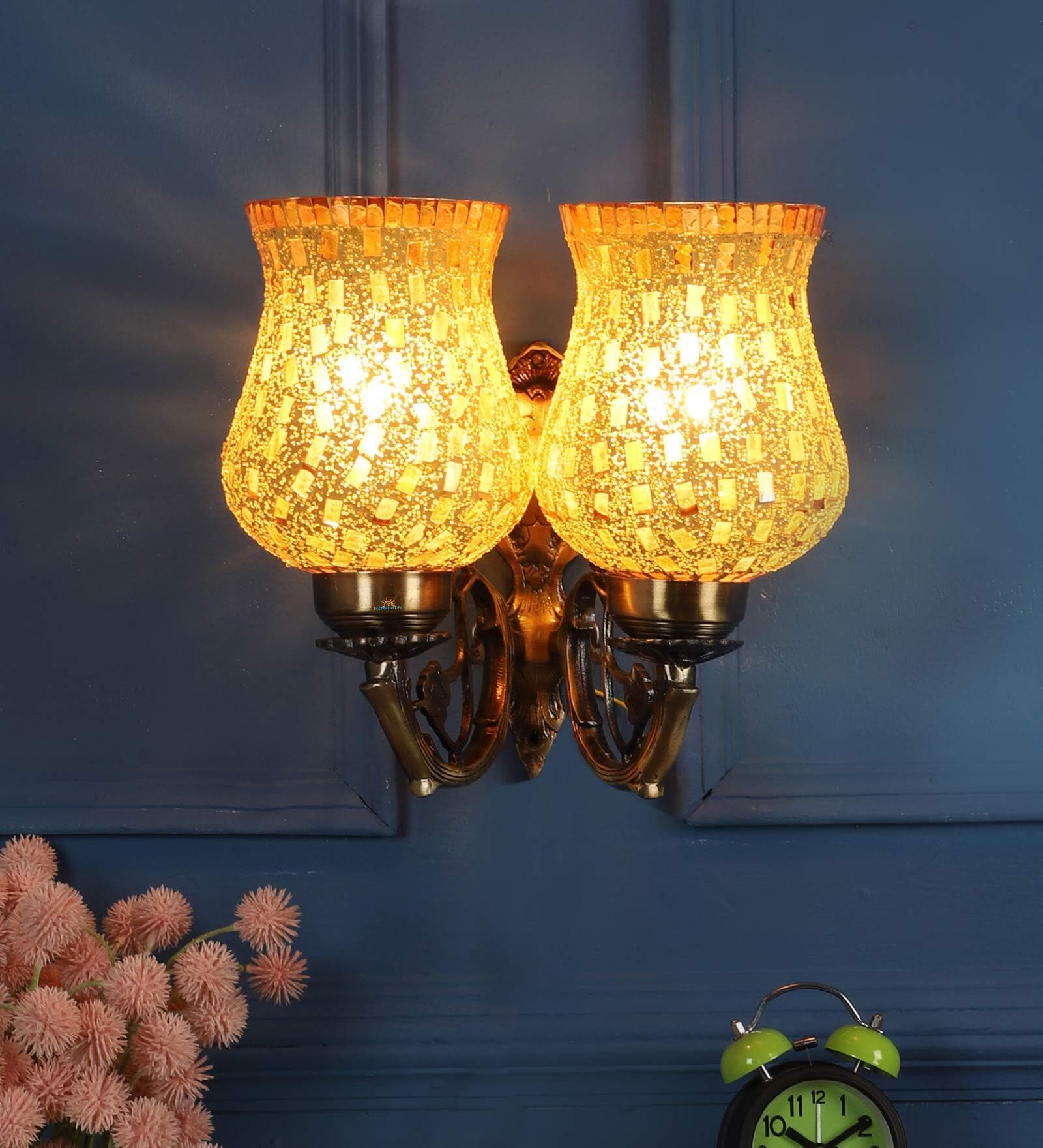 Double Aluminium Fitting With Handmade Glass Wall Light