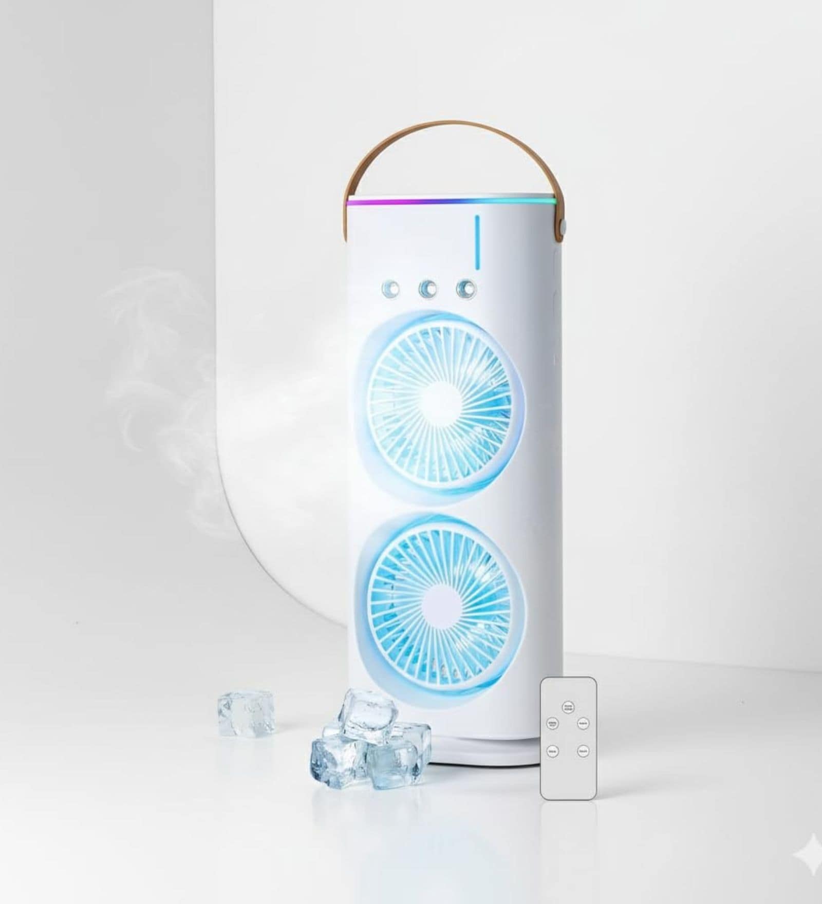 Double Ended Spray Fan 3 Gears USB Rechargeable one with LED Light Cooler 280ml Water Tank