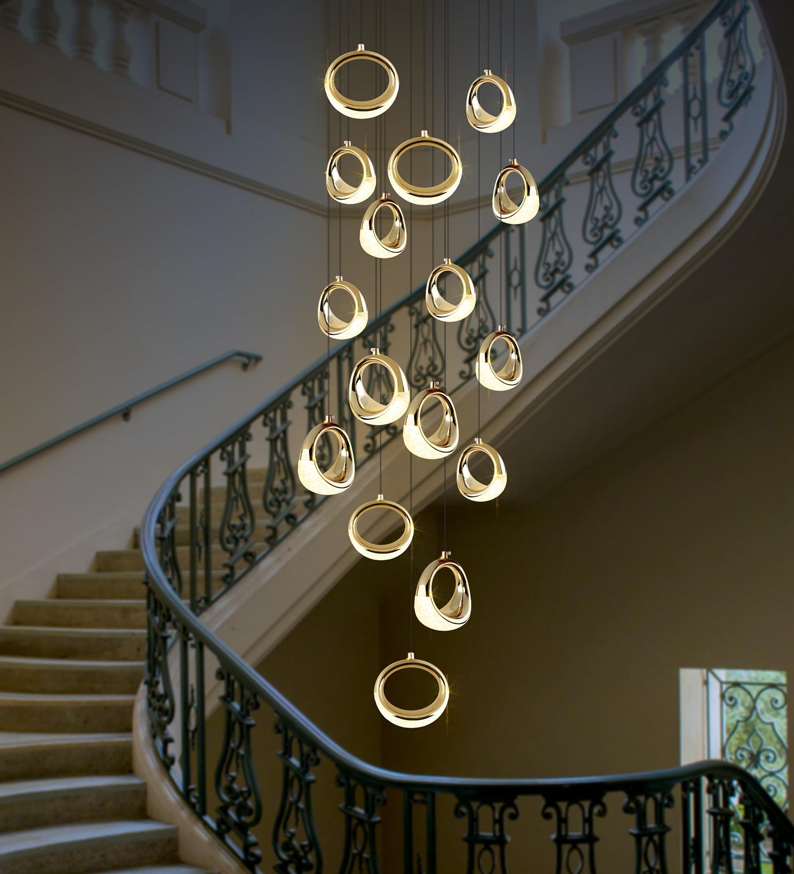 Double Height Smart LED Chandelier with Voice Control