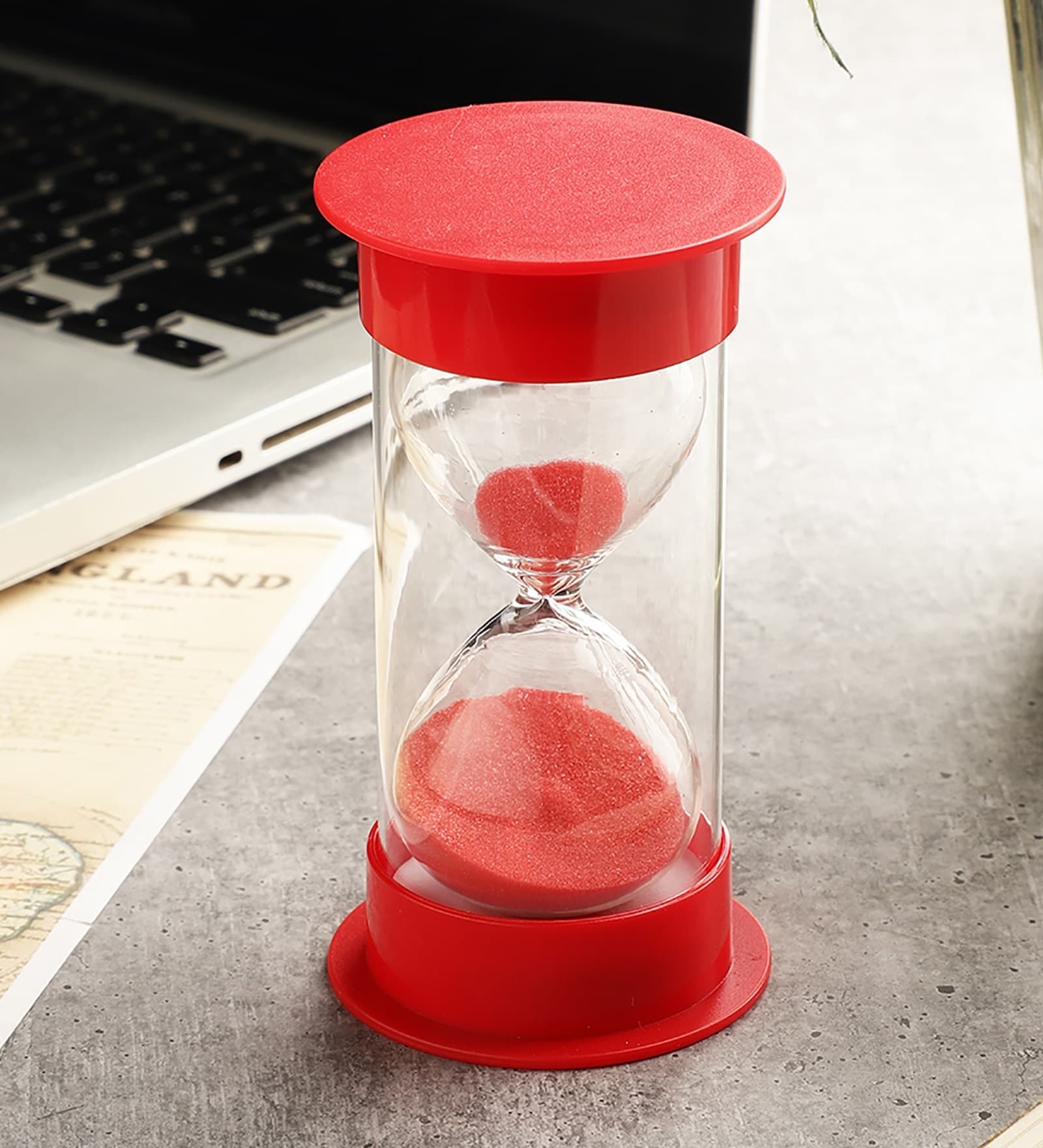 Double Tube 10 Minutes Red Sand Timer Showpiece