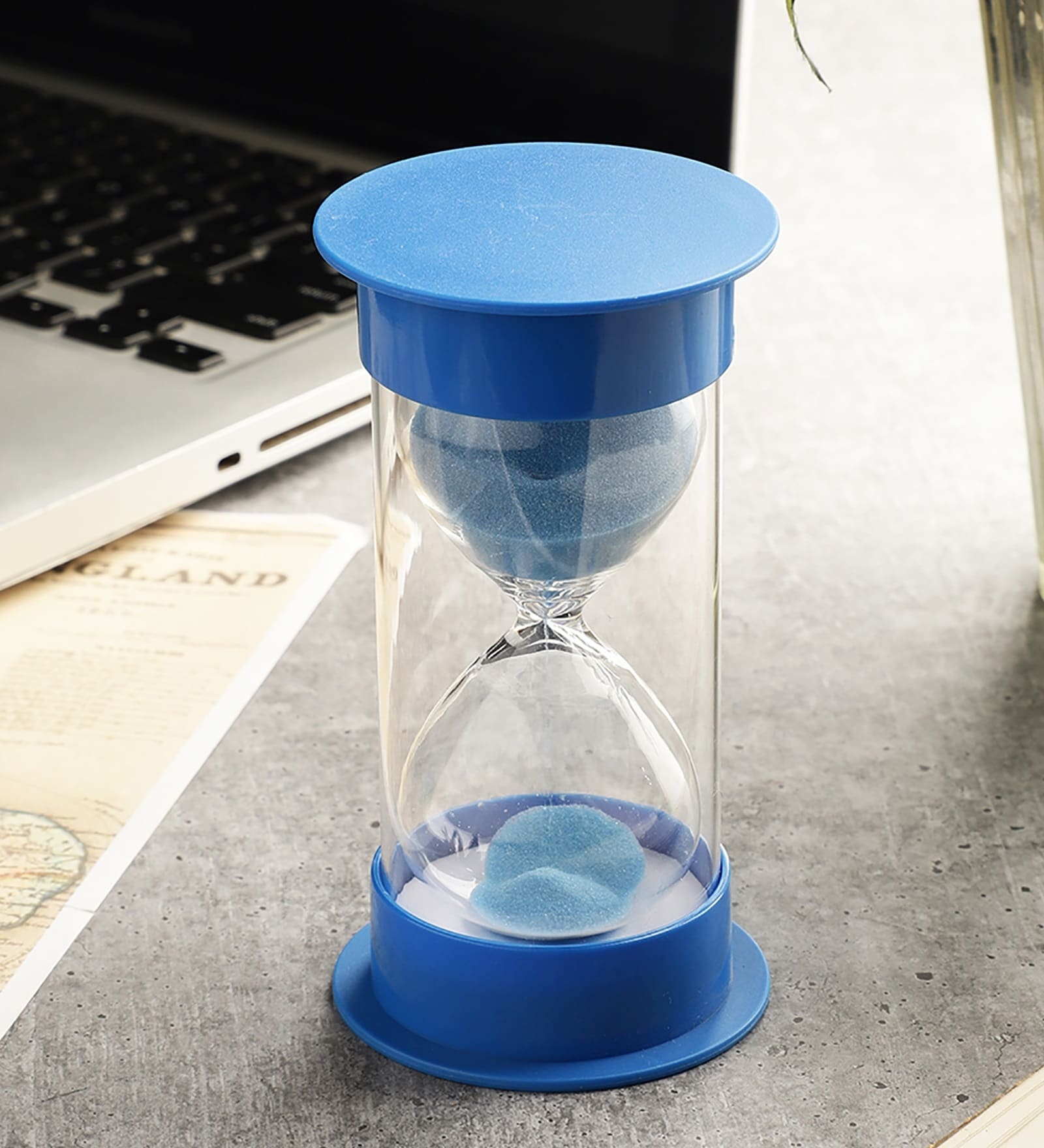 Double Tube 30 Minutes Blue Sand Timer Showpiece