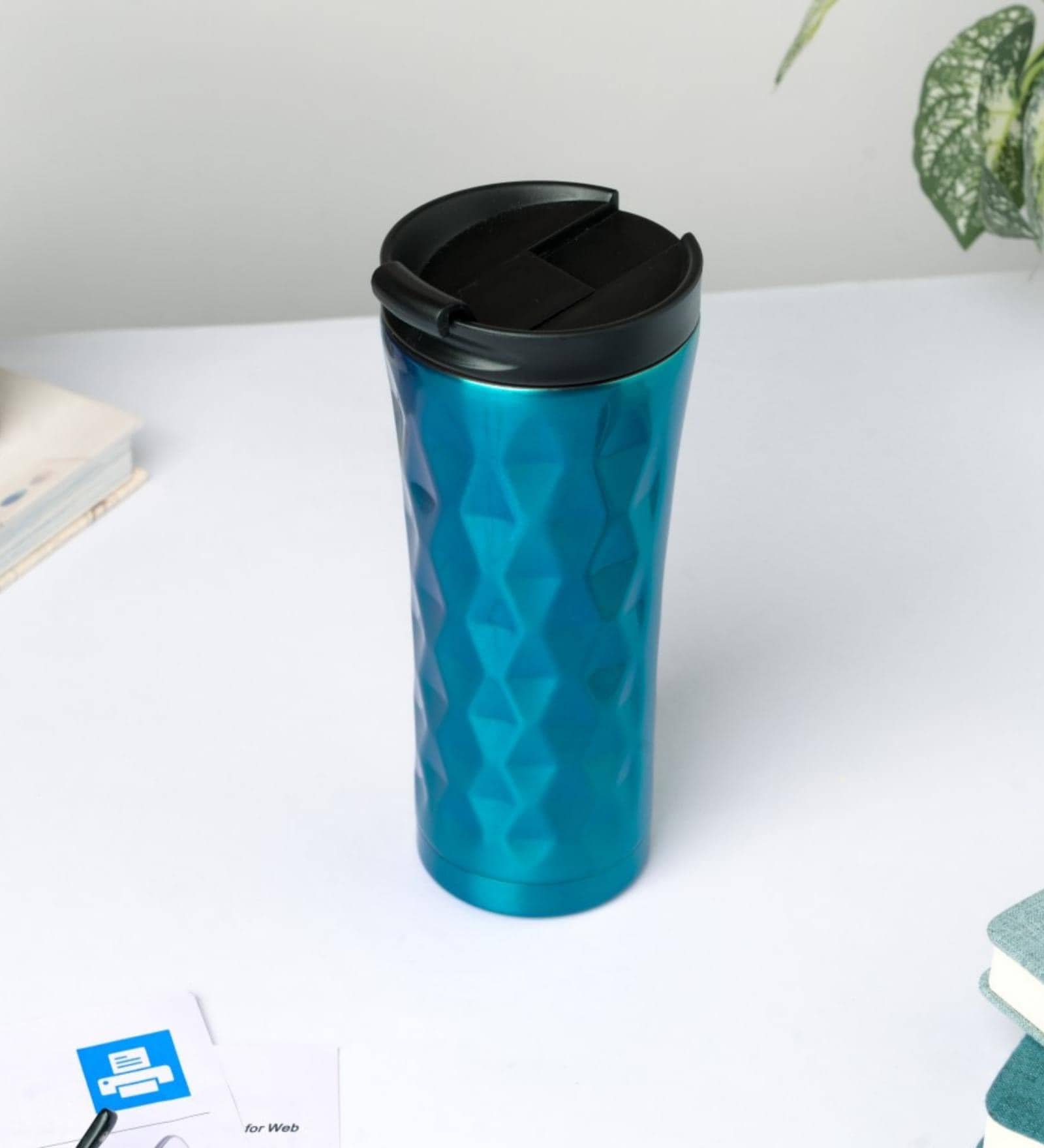 Double-Walled 500ml Blue Stainless Steel Sipper with Flip Lid Double-Walled 500ml Blue Stainless Steel Sipper with Flip Lid
