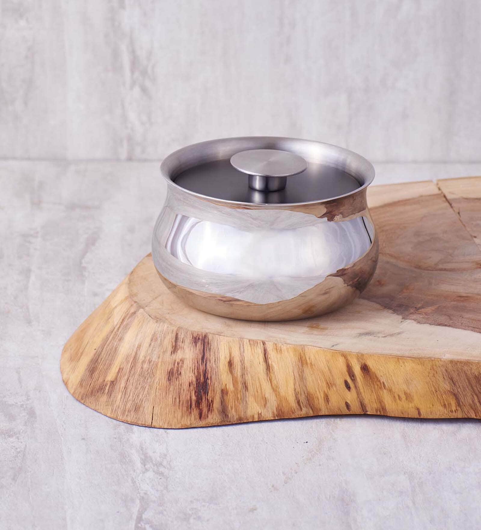 Buy Doublys 350ml Silver Stainless Steel Serving Bowl with Lid Online