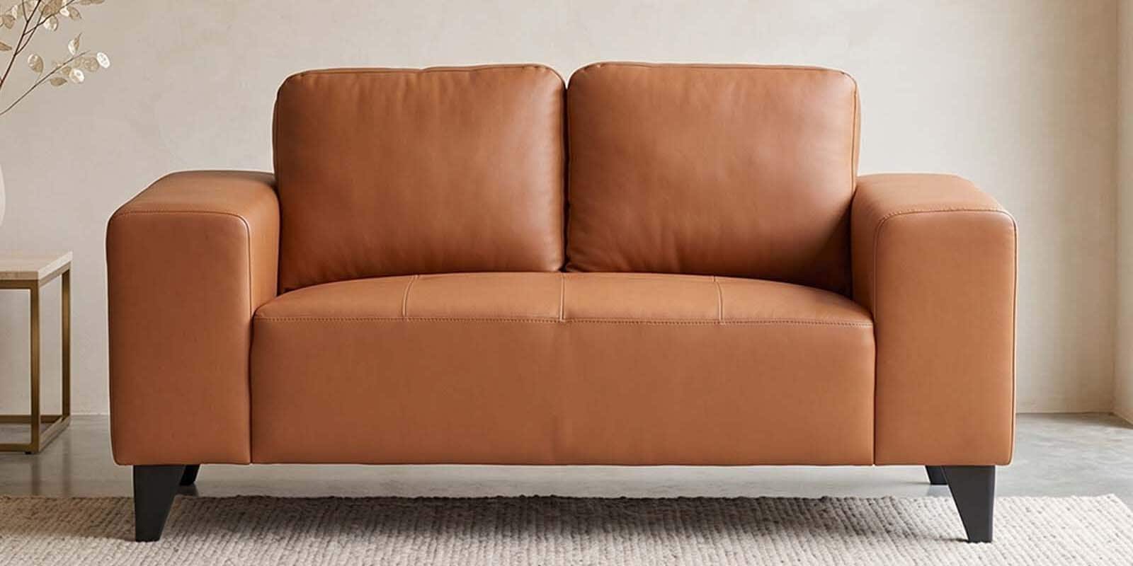 Dona Leatherette 2 Seater Sofa In Brown Color