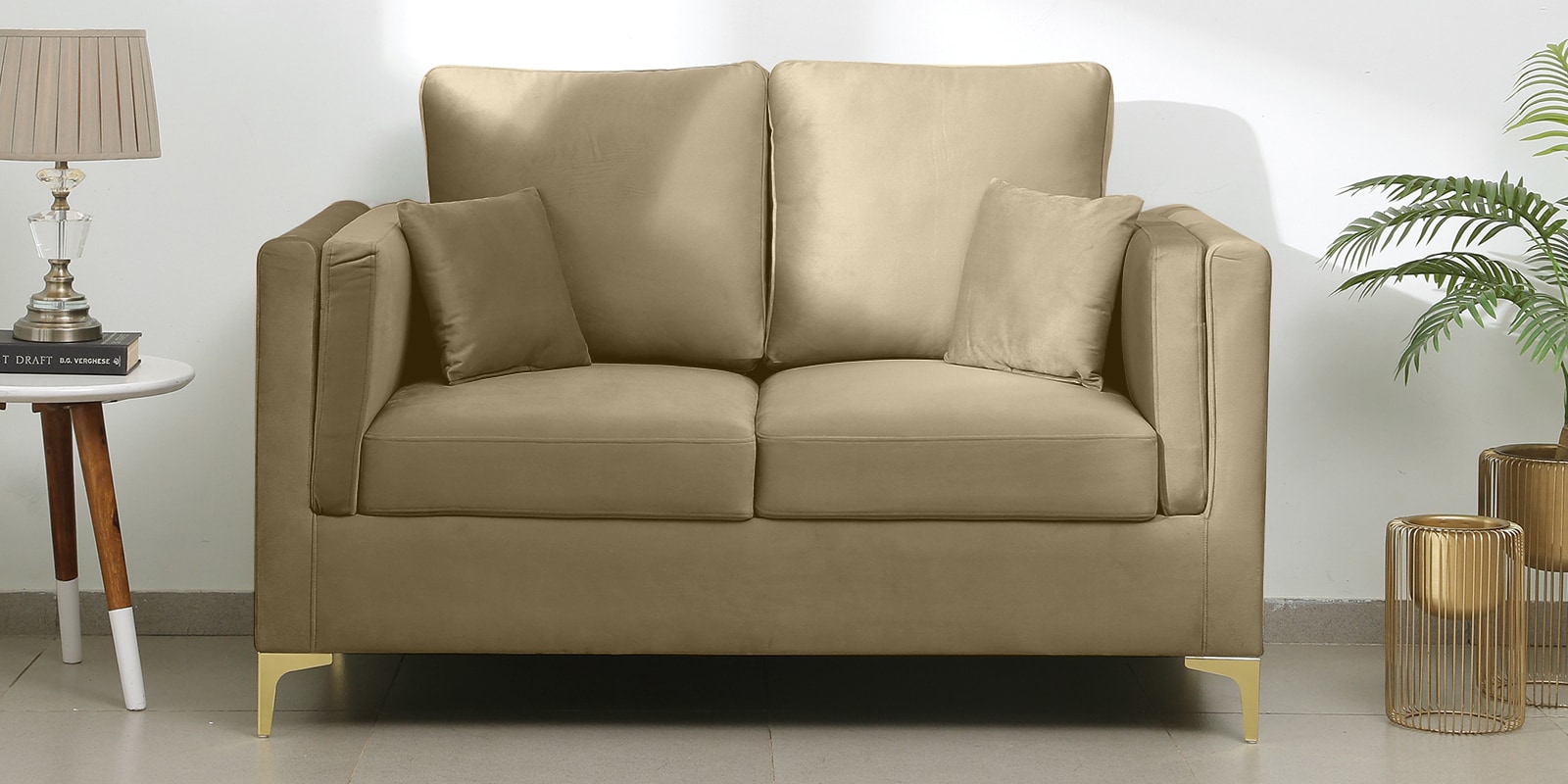 Dona Velvet 2 Seater Sofa in Bone White Colour
