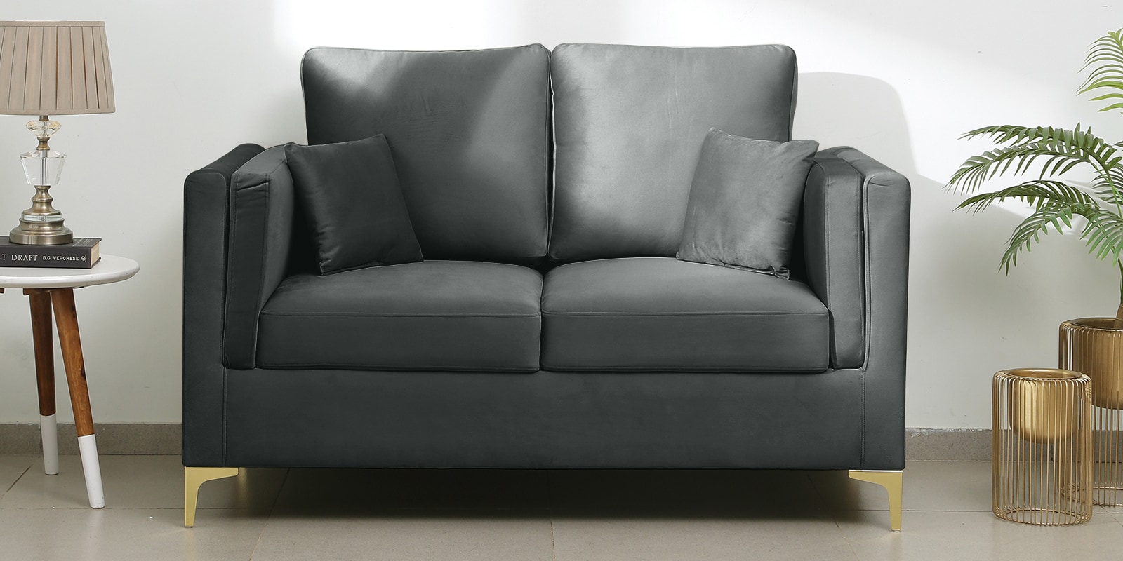 Dona Velvet 2 Seater Sofa in Carbon Grey Colour