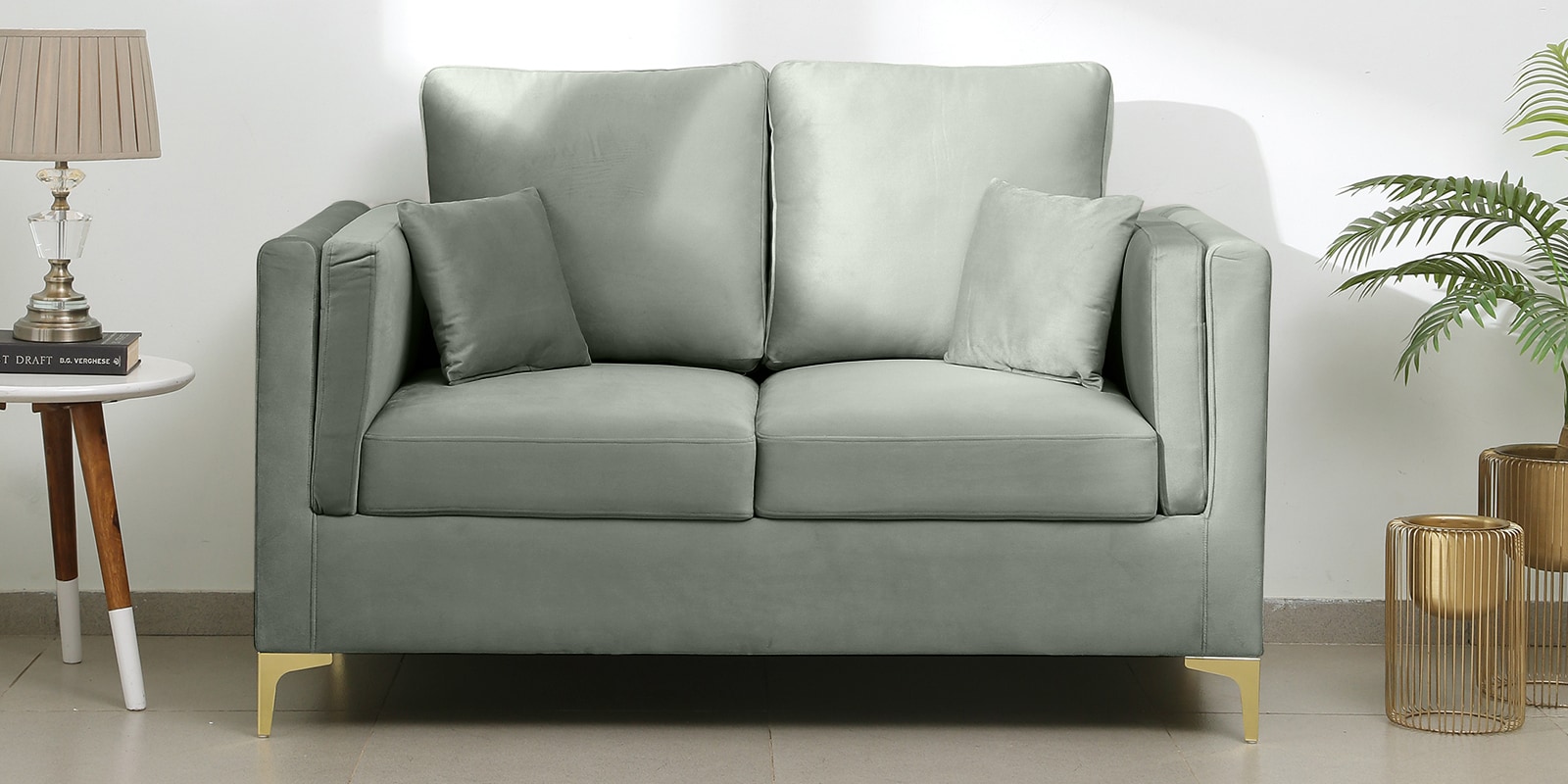 Dona Velvet 2 Seater Sofa in Cool Grey Colour