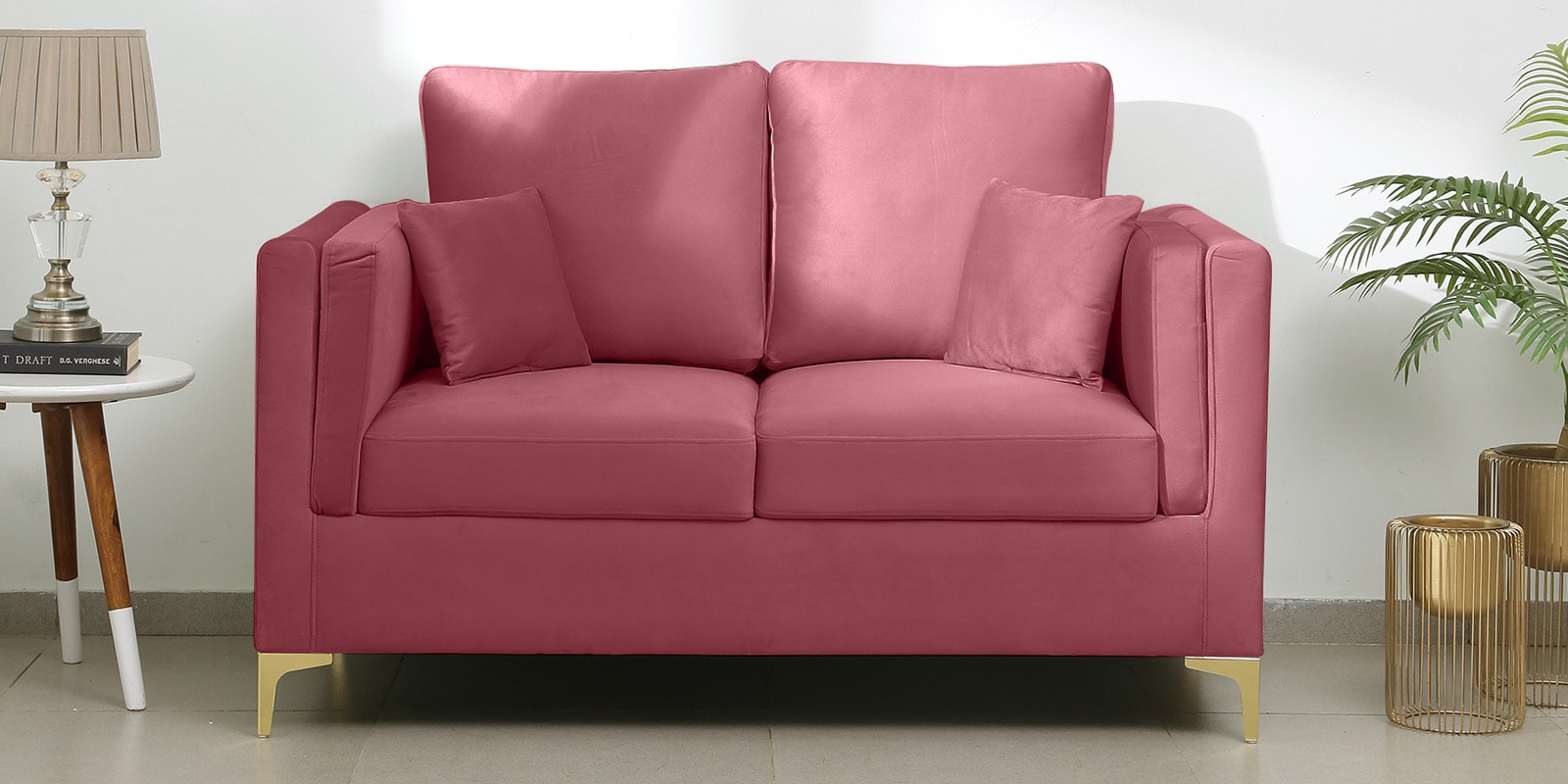 Dona Velvet 2 Seater Sofa In Dusky Rose Colour