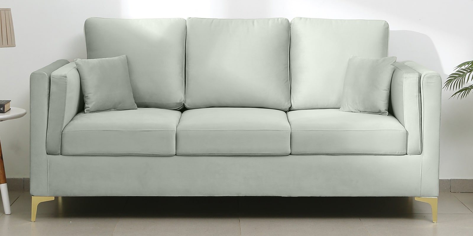Dona Velvet 3 Seater Sofa in Cool Grey Colour