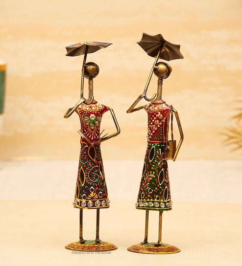 Doll Multicolour Metal (Set of 2) Figurine