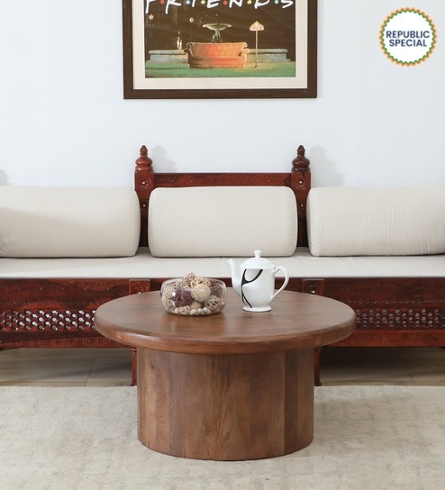 Dolomite Mango Wood Coffee Table  In Walnut Finish