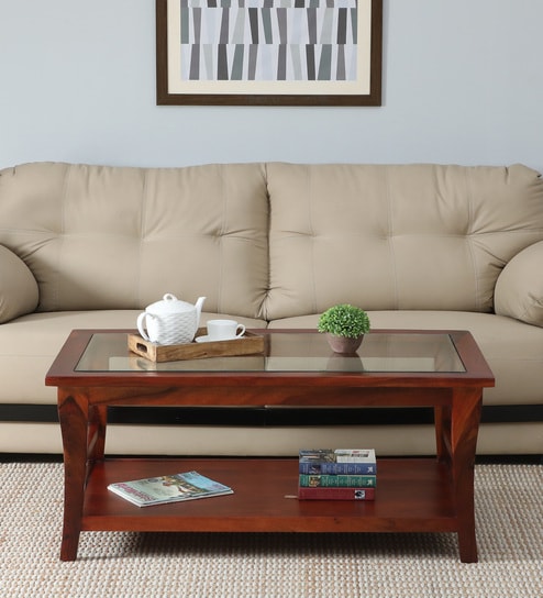 Domitz Sheesham Wood Coffee Table In Honey Oak Finish