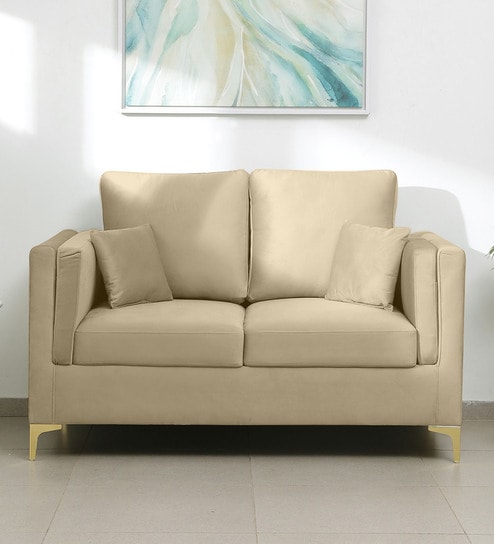 Dona Velvet 2 Seater Sofa in Bone White Colour