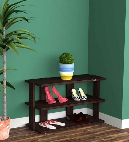 Donato Open Shoe Rack in Flowery Wenge Finish