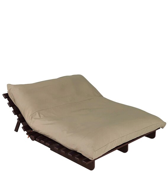 Buy Double Futon with Mattress in Beige Colour by Auspicious Home