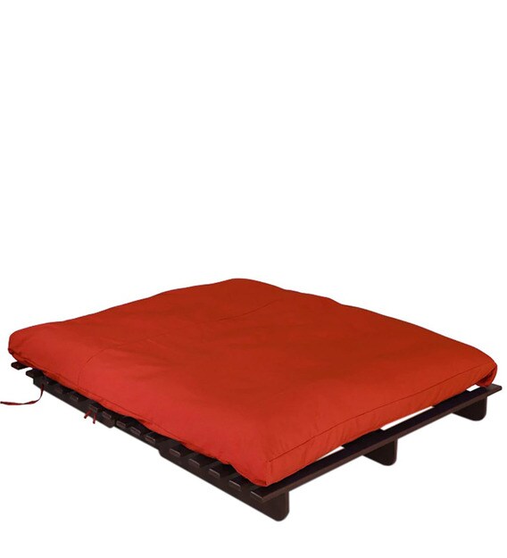 Buy Double Futon with Mattress in Orange Colour by Auspicious Home