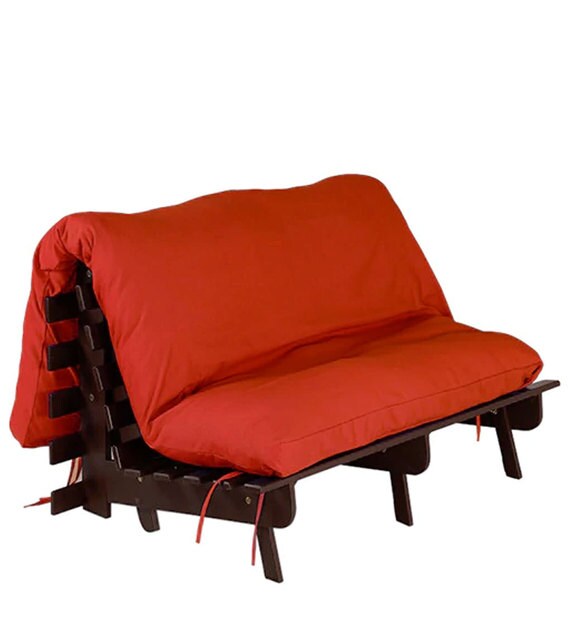 Buy Double Futon with Mattress in Orange Colour by Auspicious Home
