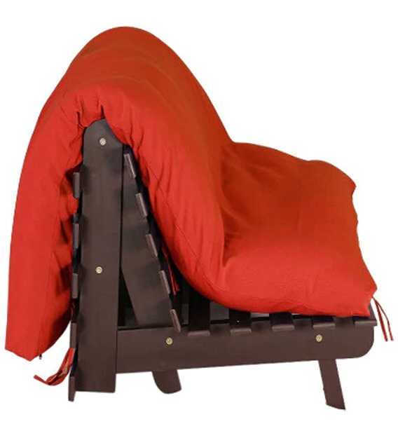 Buy Double Futon with Mattress in Orange Colour by Auspicious Home