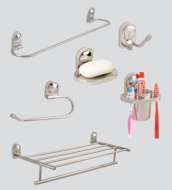 Buy Stainless Steel Silver Wall Mounted Bathroom Fixture Set Of 6 By Doyours Online Bathroom Fixture Sets Bathroom Fixtures Discontinued Pepperfry Product