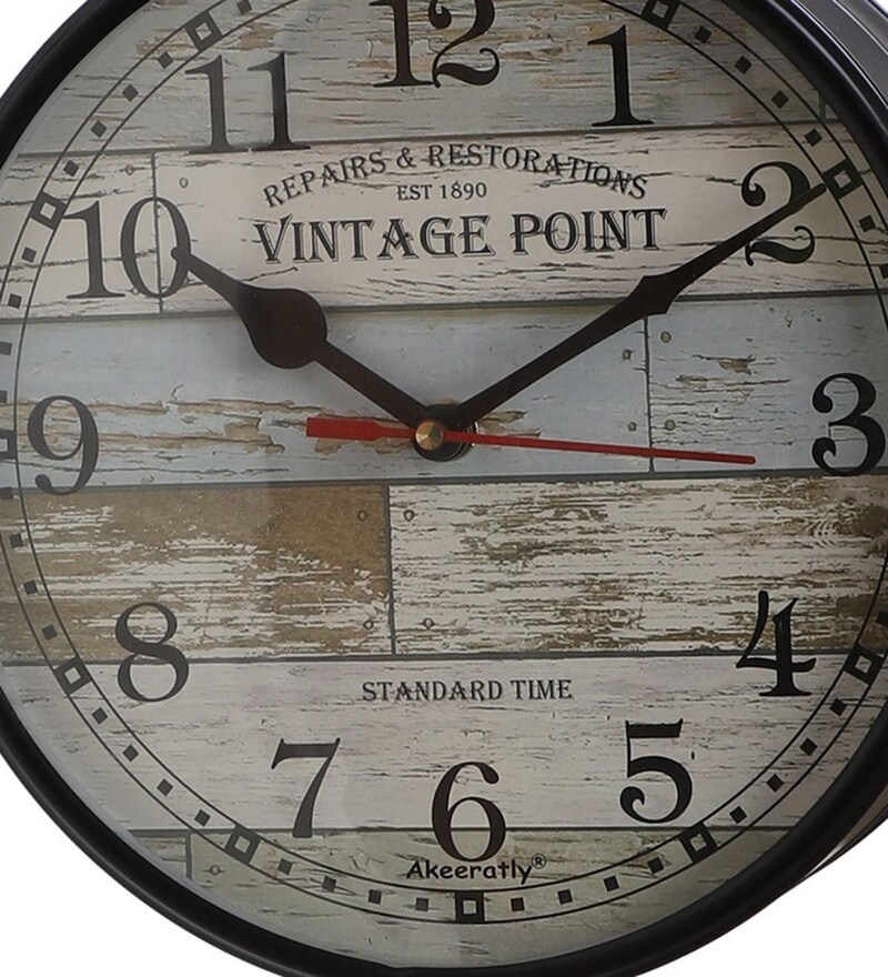 Buy Double Side Victoria Point Black Metal Railway Clock by Akeeratly