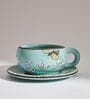 Dolomite Hummingbird 100ml Blue (Set of 2) Ceramic Tea Cup & Saucer Set