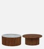 Dolomite Mango Wood Coffee Table Set In Walnut Finish