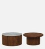Dolomite Mango Wood Coffee Table Set In Walnut Finish