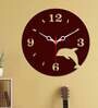 Dolphin Shape  Wood Wall Clock In Maroon