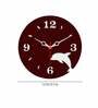 Dolphin Shape  Wood Wall Clock In Maroon