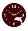 Dolphin Shape  Wood Wall Clock In Maroon