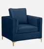 Dona Velvet 1 Seater Sofa in Midnight Blue Colour