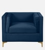Dona Velvet 1 Seater Sofa in Midnight Blue Colour