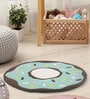 Green Abstract Wool 3 ft x 3 ft Kids Carpet