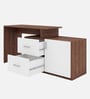 Dora Study Table in Planked Walnut and White Finish Dora Study Table in Planked Walnut and White Finish